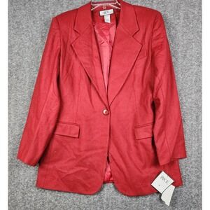 BICE Blazer Women 16 Red 100% Wool Single Button Notched‎ Lapel NWT F83069